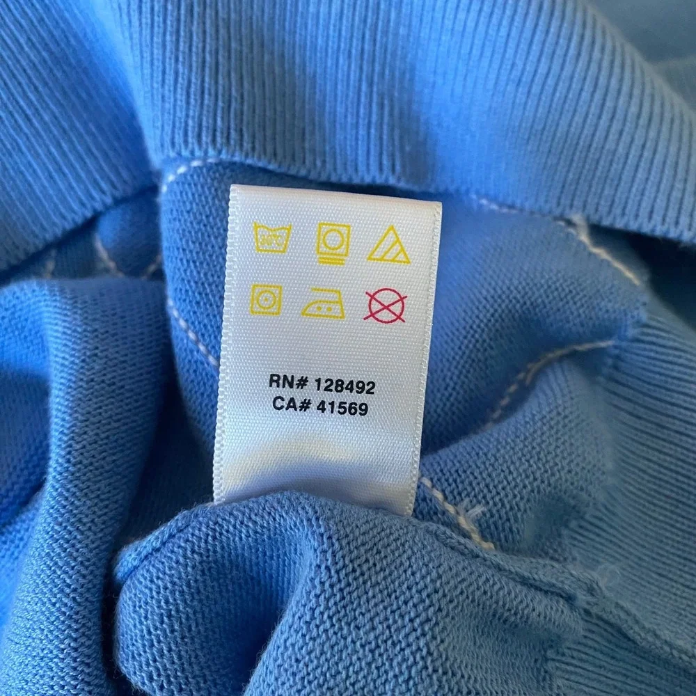 Greg Norman Argyle V-Neck Sweater Vest Mens L Blue Pima Cotton Old Money Golf
